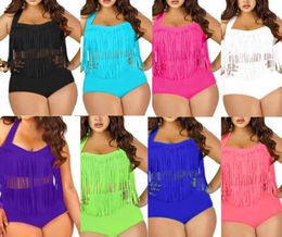 Plus taille grande et belle femme rétro frange frange tassel haut de taille haut de taille push up up Bandeau Rockabilly Swimsuit6808280