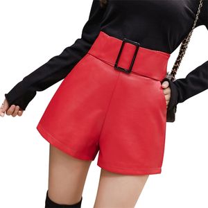 Plus Size Black Summer Short Leather Feminino Dames S Booty S Hoge Taille Sexy S PU Girls S-2XL 210601