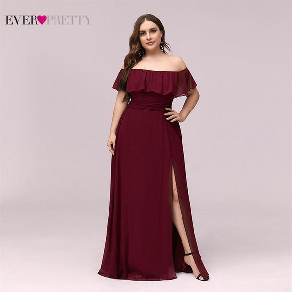 Grande taille col bateau rose une ligne robes de demoiselle d'honneur robes De Madrinha Ever Pretty EP00968 robe formelle pour la fête de mariage 201119239Z