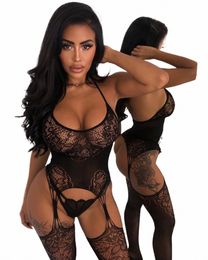 Plus Size Bodystockings Lingerie Sexy Outfit Vrouwen Erotische Zwarte Bodysuit Ondergoed Porno Catsuit Crotchl Lenceria Seksuele Mujer j9QN #