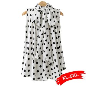 Plus size bow print big dot turtleneck blouses shirts 4xl 5xl streetwear mouwloze losse blouse 220628