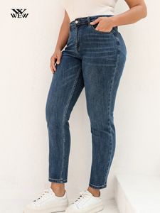 Grande taille BoyFriend femmes jean 6XL mode droite Vintage taille moyenne pleine longueur pantalon femme extensible jean pour maman pantalon 240202