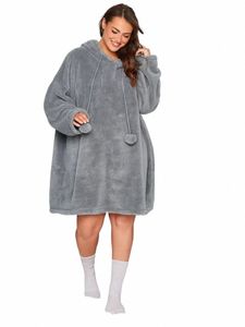 Plus Size Casual Automne Hiver Teddy Sweat à capuche Dr Femmes Lg Manches Poche Frt Lâche Snle Sweat à capuche Plus Taille Vêtements 5XL 6XL 86yz #