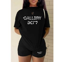 Plus maat 3xl 4xl 5xl Casual Designer Tracksuit voor vrouwen Summer Fashion korte mouw T-shirt shorts Suit sport twee delige set