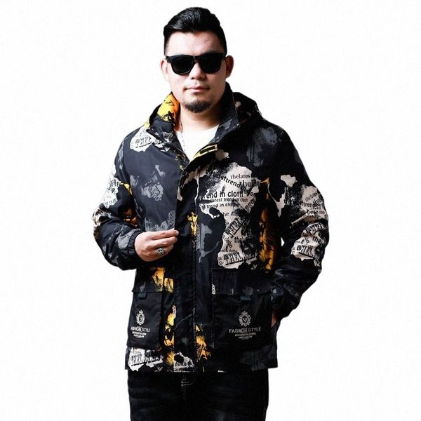 Plus Size Vêtements Hommes Veste Journal Vêtements Mens Trench 6XL 7XL 8XL 9XL 10XL Coupe-vent Automne Cargo Lâche Camo Manteaux à capuche z8hs #