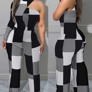 Plus size kleding vrouwen jumpsuits rompers mode bodysuits bedrukt een mouw broek