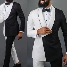 Plus size kleur matching bruiloft smoking tuxedos dubbele borsten heren pakken knappe mannen prom feest formele outfitjack en broek