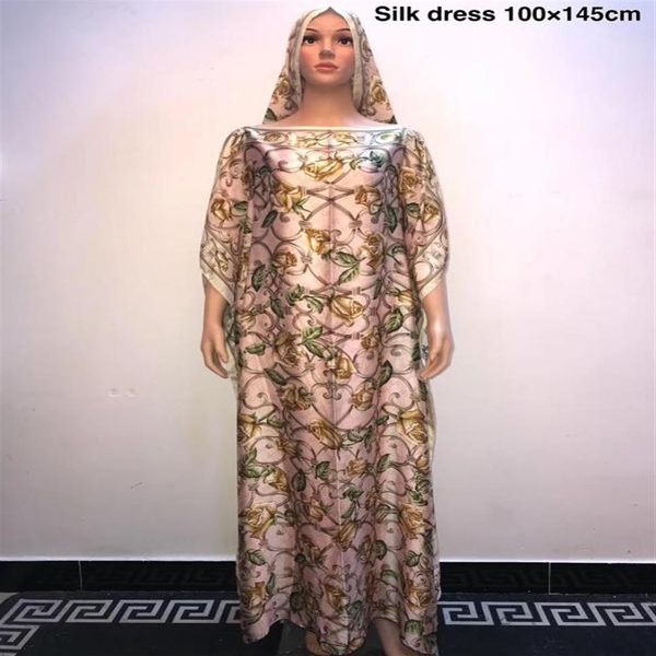 Robes caftan en soie confortables de grande taille, belles robes longues africaines en soie imprimée Dashiki pour dame africaine pour lady256k