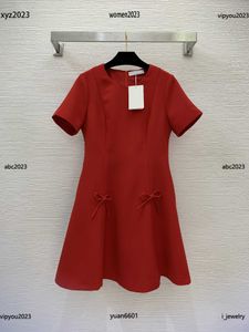 Plus Size Designer femme robe Taille S-XL Mode Solide Couleurs Col Rond Manches Courtes Robe Arc décoration jupe June21