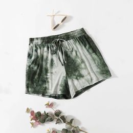 Plus size drawstring taille zomer Casual Tie Dye Short Losse Wide Leg Knot Shorts Grote sport 6xl 7xl 8xl 240420