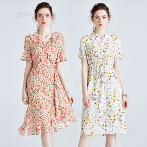 Plus size jurk, hoogwaardige damesjurk, mulberry zijden zomer print a-line rok