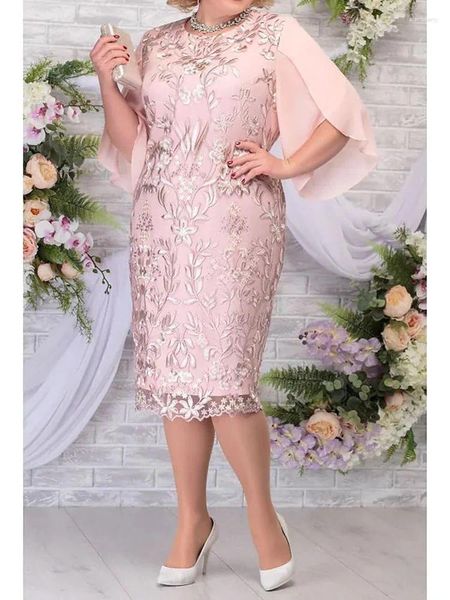 Vestidos de talla grande para otoño de 2024, vestido de fiesta para mujer, vestido elegante con bordado Floral para graduación para invitados de boda, lápiz ajustado ajustado