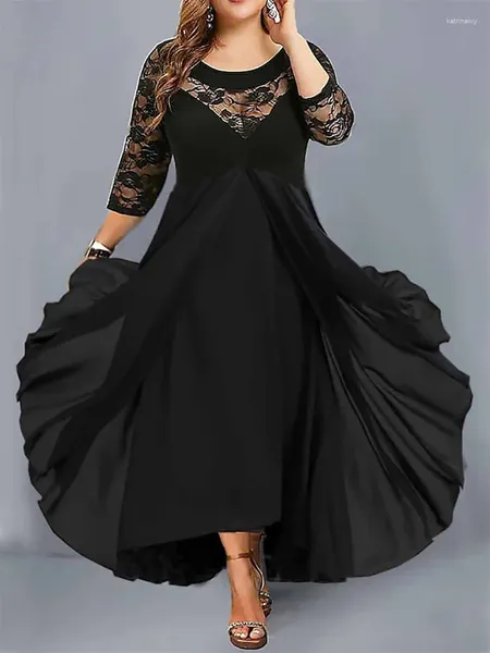 Robes de taille plus 2024 robe d'été de mode patchwork féminin Voir à travers des vêtements sexy et jolis femmes pour femmes