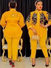 Vestidos de talla grande Conjunto de 3 piezas Lentejuelas Ropa de mujer africana Otoño Invierno Ropa africana Musulmán Alta calidad Mujeres africanas de moda 230720