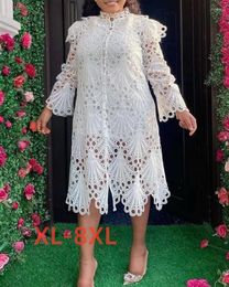 Grande taille robes 4xl 5xl 6xl 7xl 8xl grande robe ample manches creuses Sexy élégant vague bord jupe pour les femmes de fête