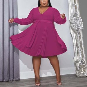 Plus size jurken 5xl voor vrouwen volle mouw hoge taille een lijn herfst herfst causale dagelijkse slijtage Vestidos mujer jurk bigplus