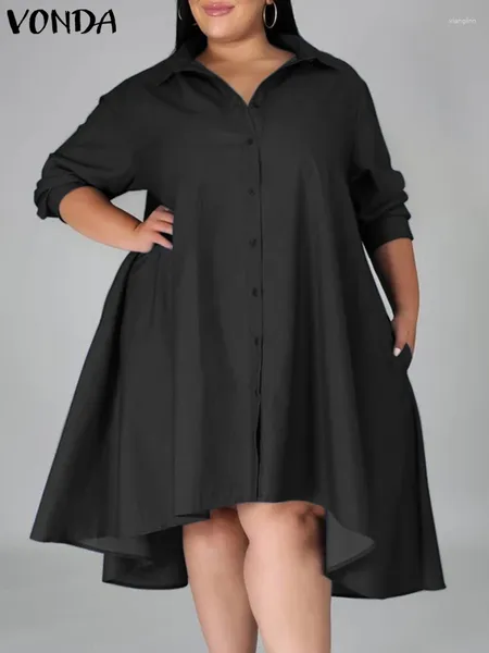 Robes de taille plus 5xl Vonda Femmes Robe de chemise vintage 2024 Denim d'été