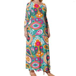 Robes de grande taille 70s 60s Boho robe rétro hippie Chic imprimé plage à manches longues rue Maxi Sexy robe 4XL 5XL