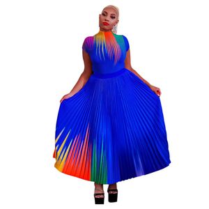 Plus size jurken Afrikaanse kleding voor dames Zomer Elegante Afrikaanse dames met korte mouwen O-hals Polyester Bedrukking Tweedelige sets Top en rok 230901
