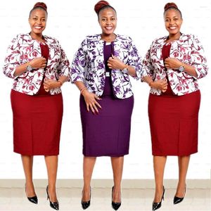 Robes de taille plus de style africain à imprimé floral tablier de bureau et de vestimentaire pour femmes