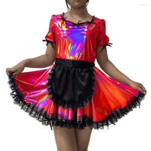 Plus size jurken aankomst Sissy kostuum PVC meid korte mouw cosplay Halloween Clubwear Exotic Dress S-7XL