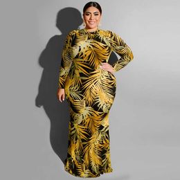 Grande taille robes automne femmes fête à manches longues col roulé élégant étage longueur Sexy Empire sac hanche Polyester 230307