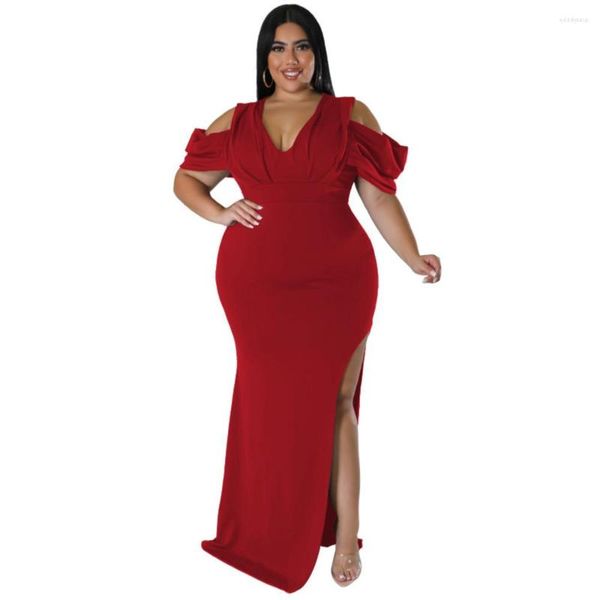 Robes de grande taille grandes belles femmes Robe longue élégante femme Sexy Robe filles évider robes de soirée dame Pack hanche fendue