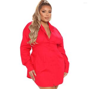 Plus size jurken Big Beautiful Dames Mini Dress Elegant Female Robe Girl's Vestidos Office Lady's Shirt