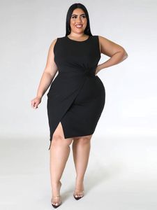 Plus size jurken bodycon jurk o nek meleloze gebreide zwarte hoge taille schede onregelmatige avond gelegenheid evenementen feestjurken outfits