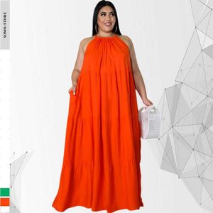 Robes grande taille bohème 5xl pour femmes robe Sexy vêtements d'été couleur unie licou Long Maxi vente en gros livraison directe 230307