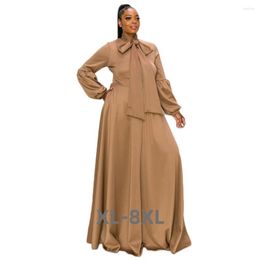 Robe de soirée Chic et élégante à manches longues pour femmes, couleur unie, avec poches, vente en gros, Dro 3xl 4xl 5xl 6xl, grande taille