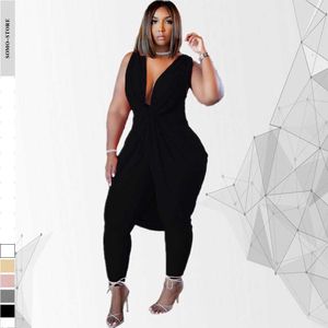 Plus size jurken chique geplooide lange oversized broek jumpsuit mode mouwloze outfit vrouwen solide kleur zomer groothandel dropshipping 230307