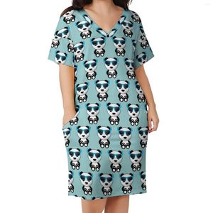 Robes grande taille mignon Panda ours robe Cool imprimé Animal mode coréenne décontracté femme vacances col en V cadeau d'anniversaire