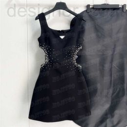 Plus size Jurken designer Luxe Mode Vrouwen Vest Ontwerp Taille Holle Sexy Rokken Glanzende Strass Zwarte Jurk Voor Dame 68Z9