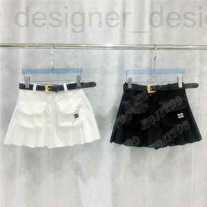 Vestidos de tallas grandes Diseñador Mujer Vestido plisado Mini falda con cinturón Ropa de trabajo Bolsillo Bordado de letras Cintura alta Fiesta de damas cortas Faldas sexy MGF1