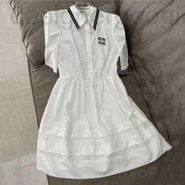 Vestidos de talla grande diseñador Mujer Camisa Vestido Bordado Carta Faldas de manga corta Moda Casual Verano Blanco para mujer J16D