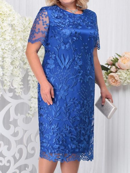 Grande taille robes robe pour femmes 2023 été broderie florale mariage invité soirée potelée moulante église