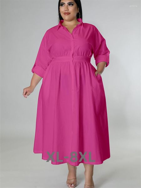 Robes grande taille robe pour femmes vêtements chemises Maxi mode tenues plissées vêtements d'automne vente en gros goutte 3xl 4xl 5xl 6xl