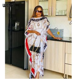 Plus size Jurken Jurk Lengte 130 cm Borstomvang 130 cm Modejurken Bazin Print Dashiki Dames Lange Blouse Yomadou Kleurpatroon oversize 230907