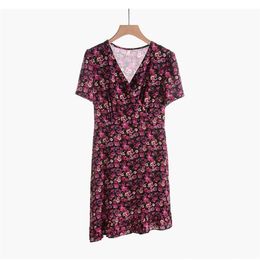 Plus Size Kleider Kleid Damen Sommer Simplee Ditsy Floral Loose Fluffy Print Tiefer V-Ausschnitt Kurzarm Sommerkleid Größer XL-5XL262U