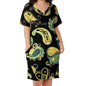 Plus size jurken Easter Art Casual Dress Ladies Vintage Print Pretty Holiday V Neck Basic Gedrukt SizePlus