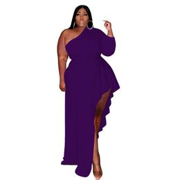 Plus size jurken elegante één schouder maxi jurk sexy high taille feestkleding charmante vrouwen kleding mode outfit speciale gelegenheid slijtage