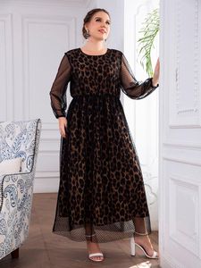 Grande taille robes femmes élégantes grand Maxi 2022 printemps noir léopard mince longue surdimensionné soirée Festival vêtementsplus
