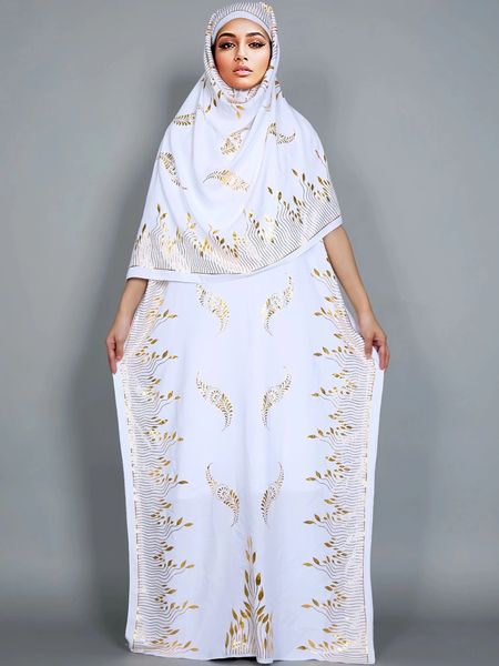 Robes grande taille Mode Robe d'été avec grande écharpe dubaï turquie caftan musulman lâche Abaya femmes africaine décontracté Maxi or estampage Robe 231208