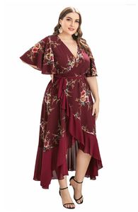 Robes de taille plus imprimé florale maxi long Bohemian Wrap pour les femmes