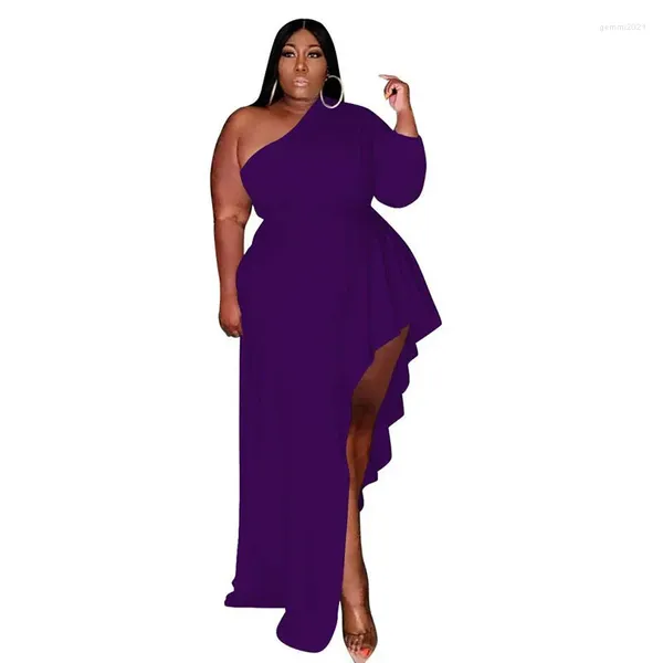 Robes de grande taille pour femme fête élégante une épaule robe Maxi Sexy taille haute tenue de mode vêtements pour occasions spéciales