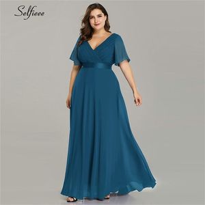 Vestidos tamanho grande para mulheres 4xl 5xl 6xl Novo vestido de praia longo de verão elegante decote em V Chiffon vestido de festa Robe noturno Longue Boheme Y200623