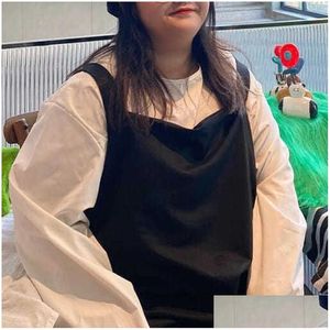 Plus size jurken Koreaanse kleding Ronde nek Wit met lange mouwen