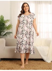 Robes de grande taille dames été 4XL vêtements de maison pyjamas longs pour les femmes grande robe ample à manches courtes imprimé fleuri 2022 VestidosPlus