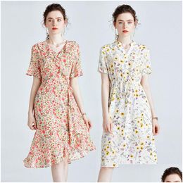 Plus size jurken OC 413N61 damesjurk 100% mberry zijde hoogwaardige zomerkwaliteit zomer geprinte rok drop levering kleding dhh5v